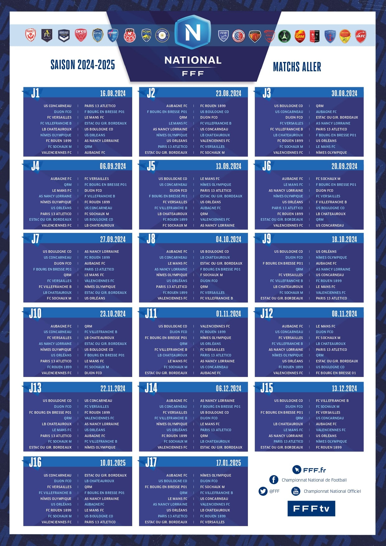 Le Calendrier De National 24-25 Dévoilé - Estac | Calendrier National 2024 2025