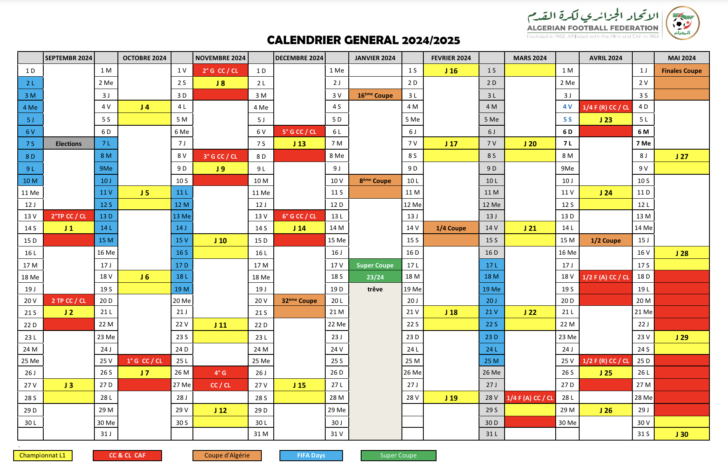 Calendrier L1 2025