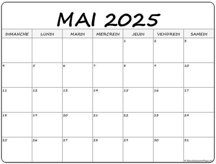 Mai 2025 Calendrier