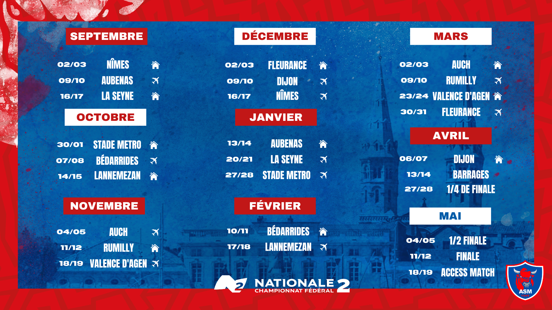 Nationale 2 – Le Calendrier De L&amp;#039;Asm Pour La Saison 2023/2024 - As | Calendrier Asm 2024 2025