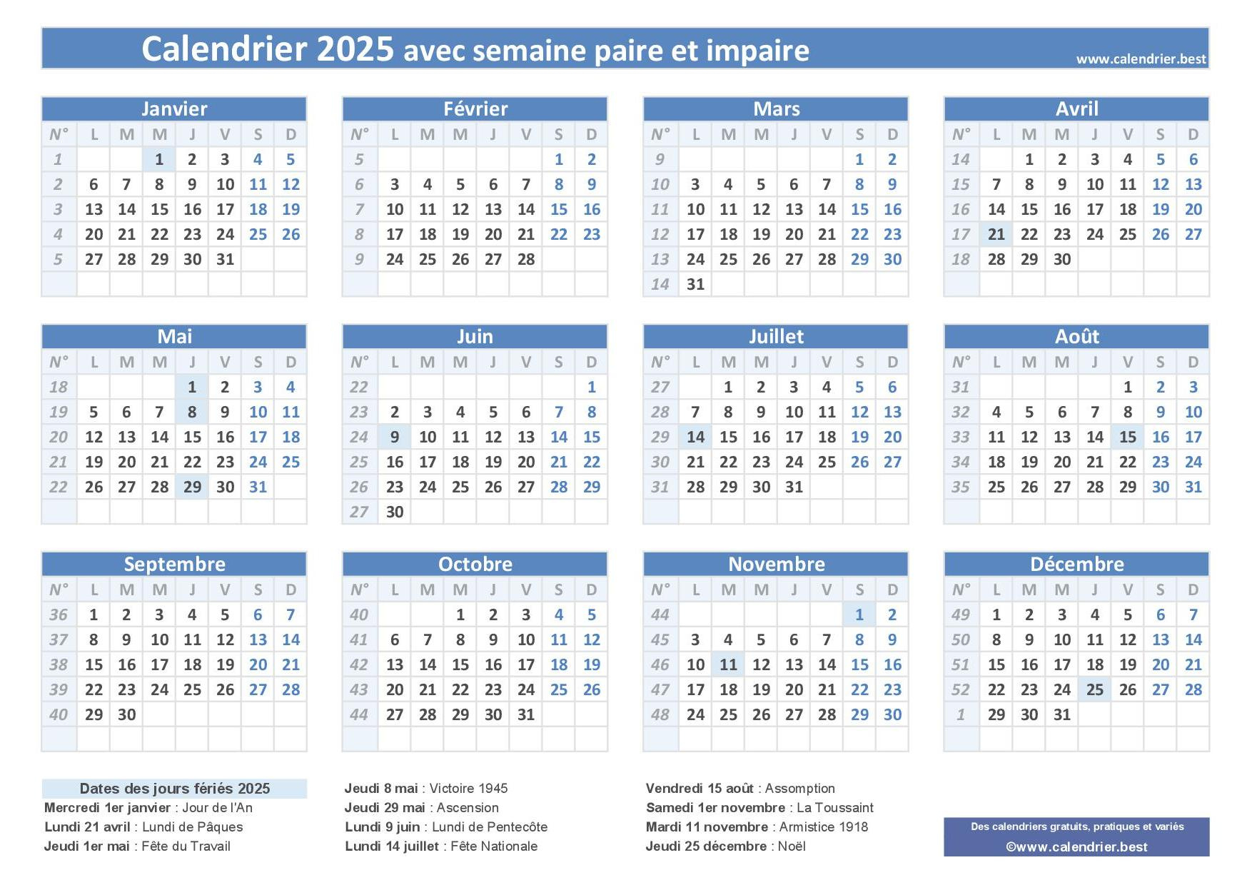 Semaine Paire Et Impaire 2025 -Calendrier.best | Calendrier 2024 2025 Semaine Paire Et Impaire