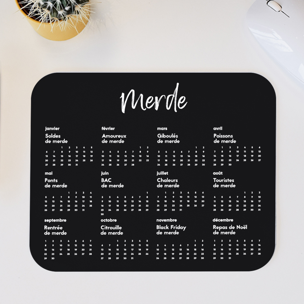 Tapis De Souris Calendrier De Merde 2025 À Personnaliser - Cadeau | Calendrier De Merde 2025