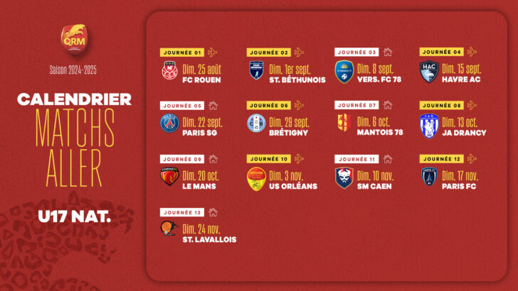 Calendrier U17 Nationaux 2025