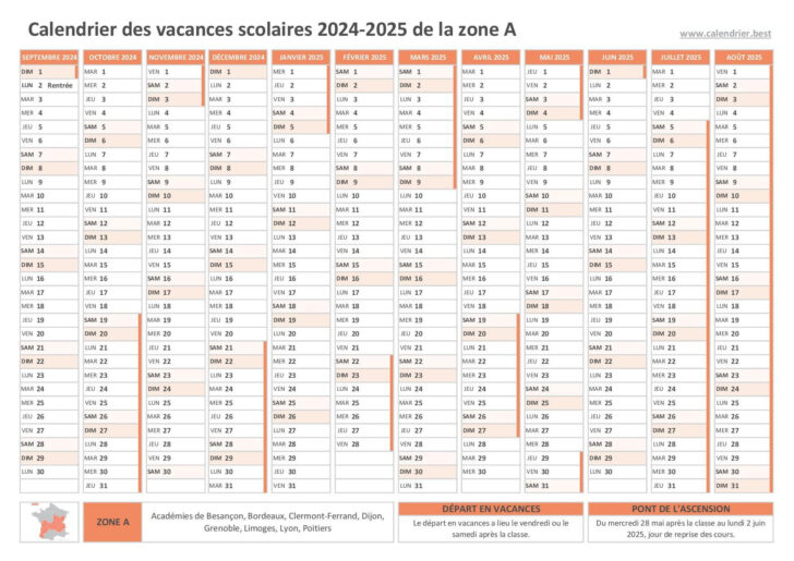 Calendrier 2025 Vacances Scolaires Bordeaux