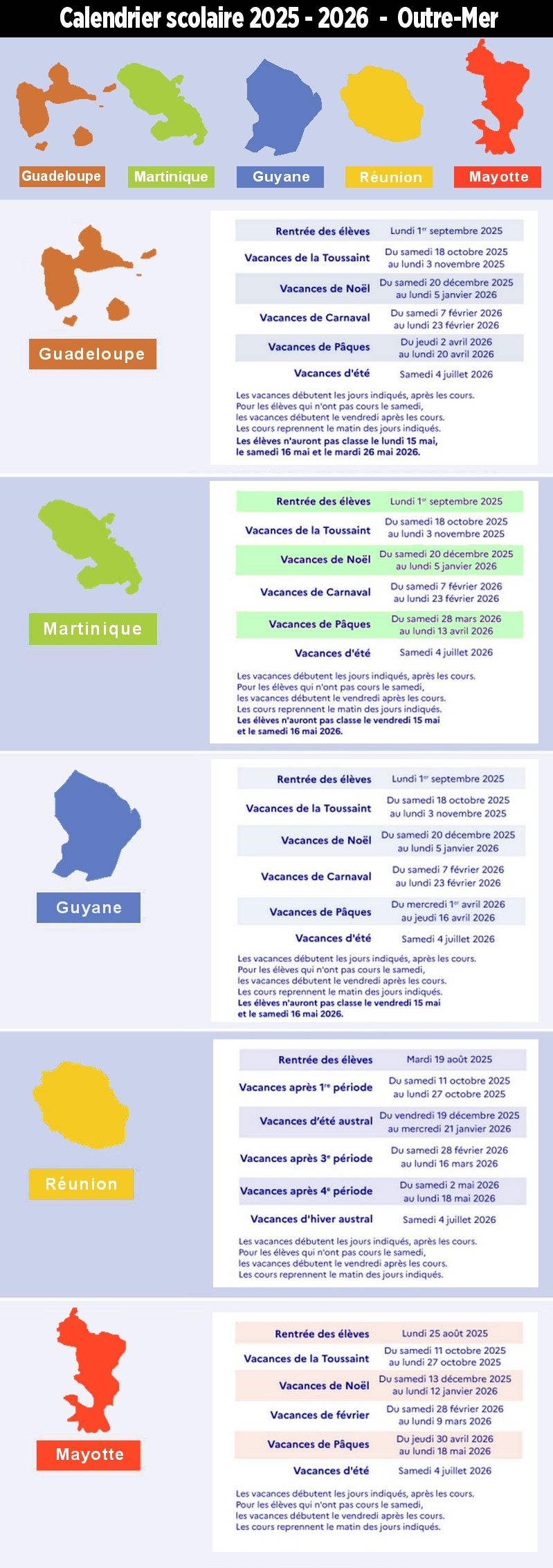 Vacances Scolaires 2024-2025 Et 2025-2026 (Métropole Et Outre-Mer | Calendrier 2025 Vacances Scolaires Guadeloupe