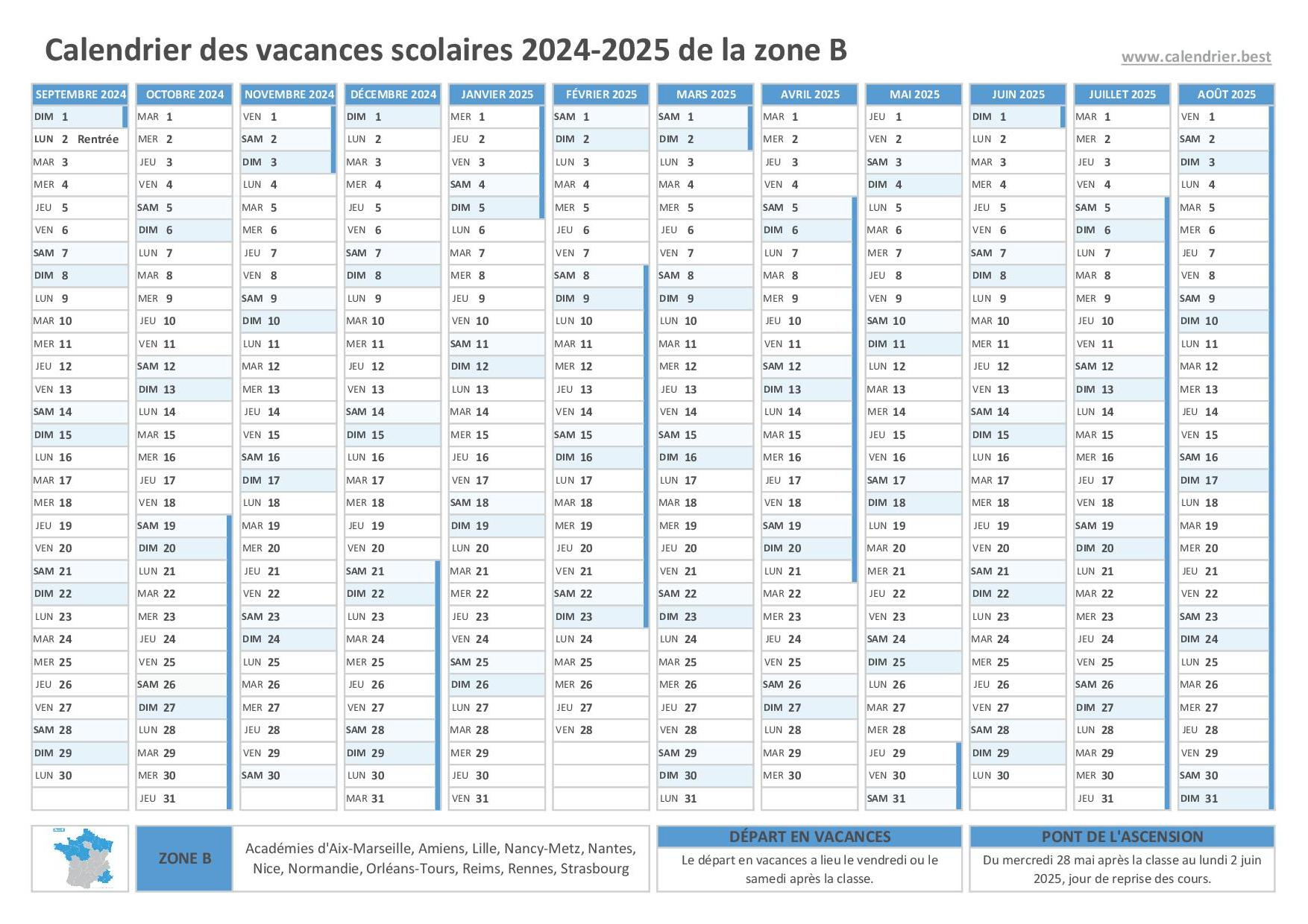 Vacances Scolaires 2024-2025 Nantes : Dates Et Calendrier Scolaire | Calendrier 2025 Vacances Scolaires Nantes