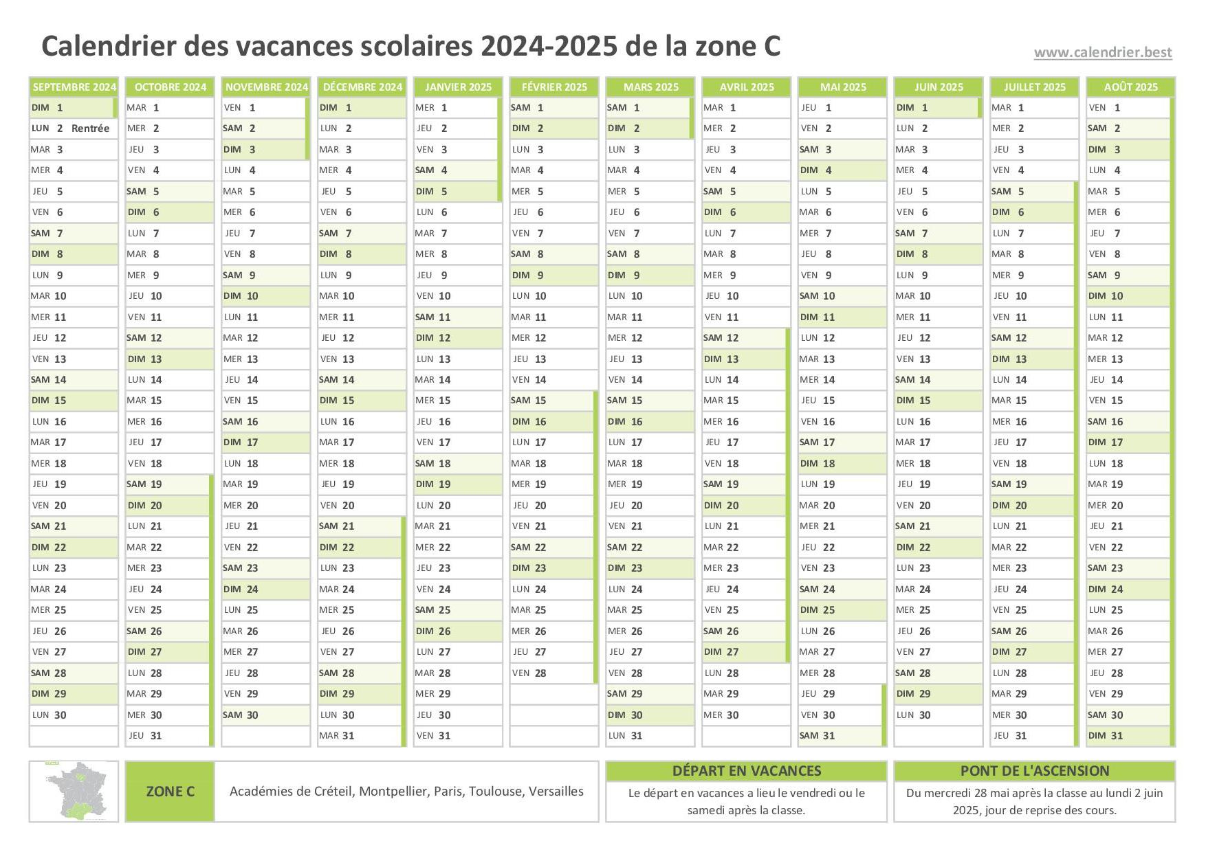 Vacances Scolaires 2024-2025 Toulouse : Dates Et Calendrier | Calendrier Vacances Scolaires 2025 Toulouse