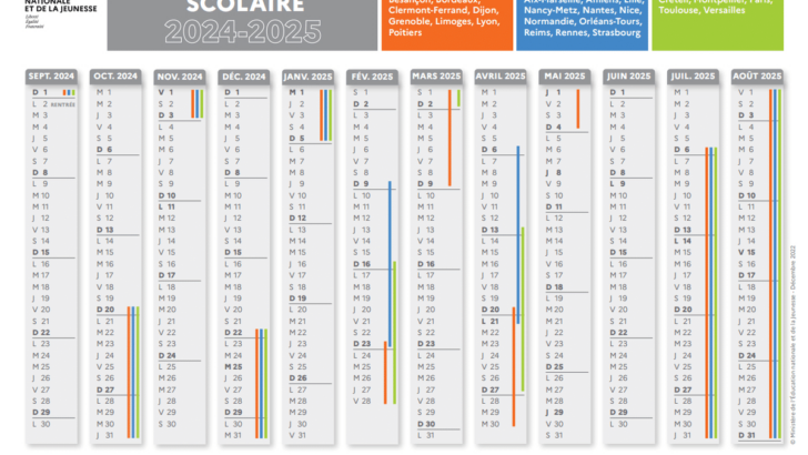 Calendrier 2024 2025 Zone A