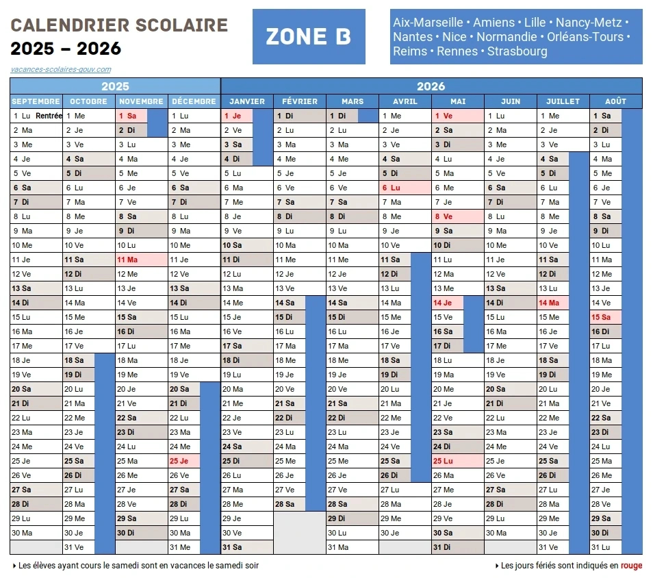 Vacances Scolaires Nantes • Calendrier 2024-2025 Officiel | Calendrier 2025 Vacances Scolaires Nantes