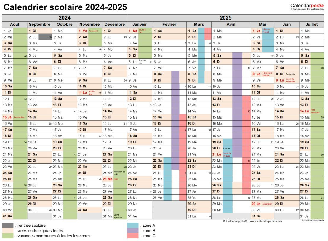 Vie Quotidienne. Voici Le Calendrier Des Vacances Scolaires Des | Calendrier Pédagogique Dauphine 2024 2025