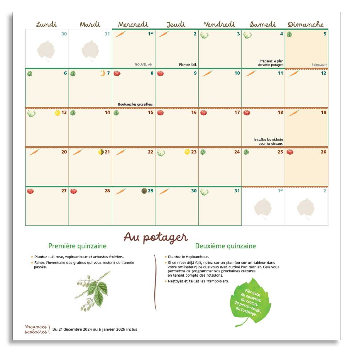 Calendrier 2025 Du Potager Bio, Vente Au Meilleur Prix | Calendrier Des Semis Février 2025