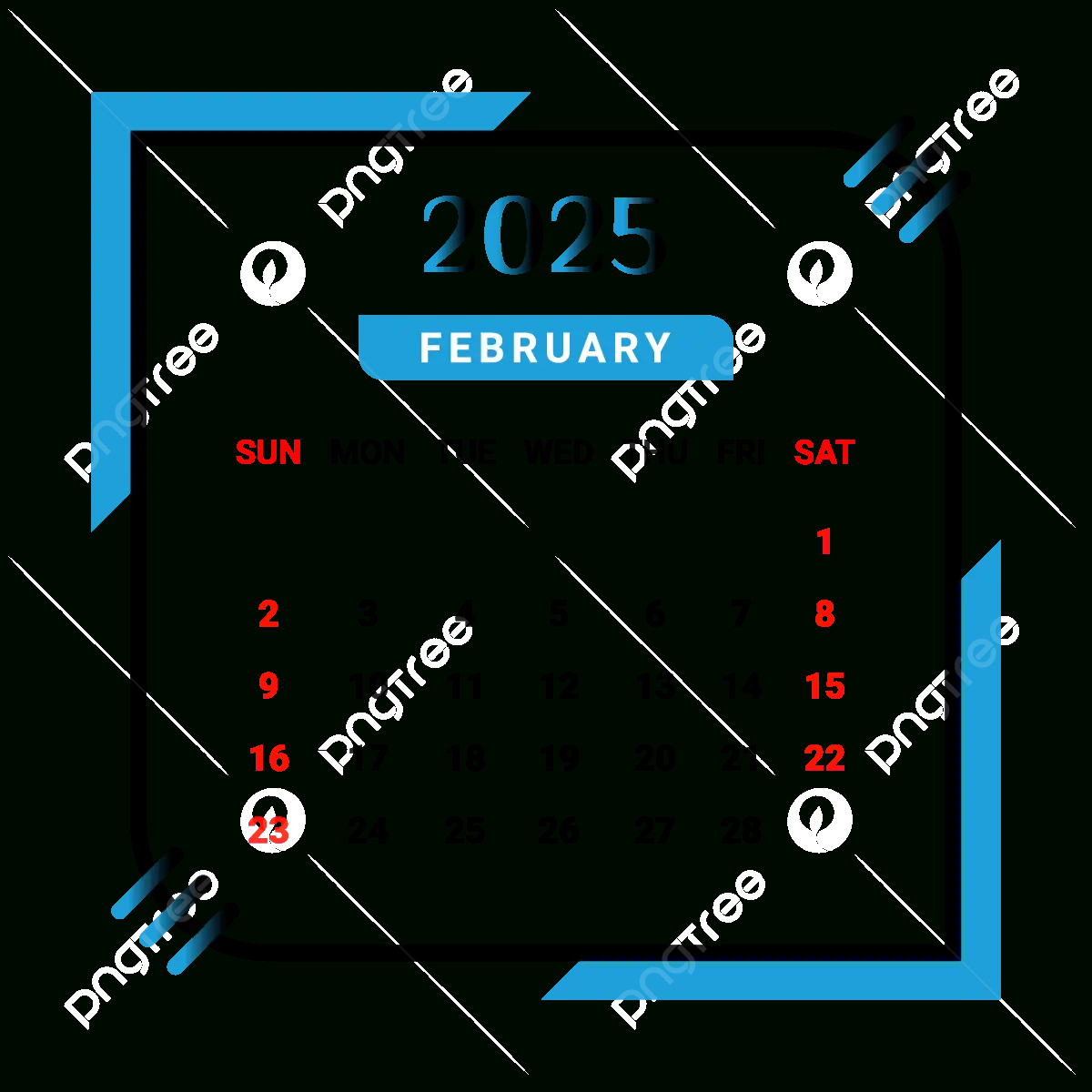 Calendrier Du Mois De Février 2025 Avec Noir Et Bleu Ciel Vecteur | Calendrier 2025 Mois De Février En Page D&amp;#039;Accueil
