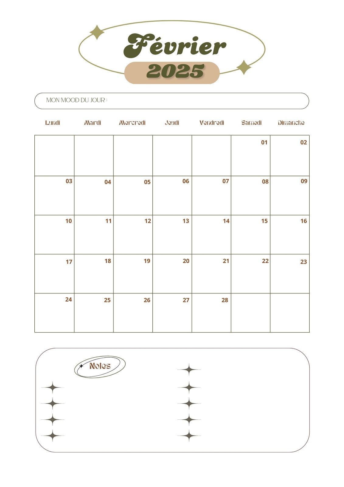 Calendriers Mensuels 2025 À Imprimer : Modèles Gratuits | Canva | Calendrier 2025 Mois De Février En Page D&amp;#039;Accueil
