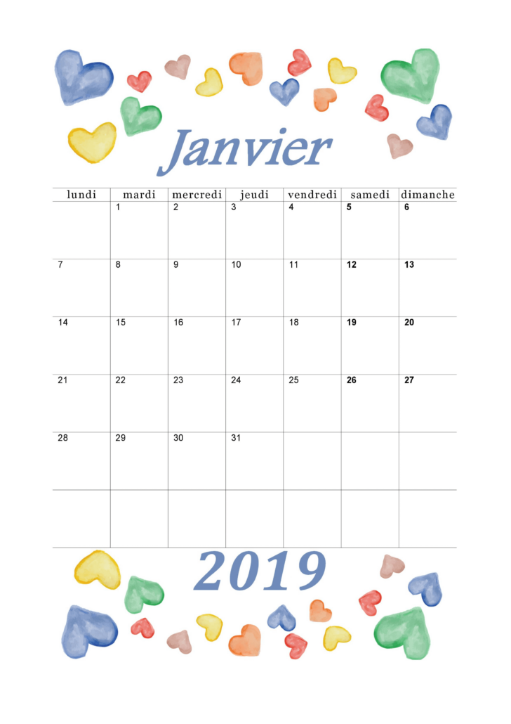 Calendrier Janvier 2026 Michel Zbinden