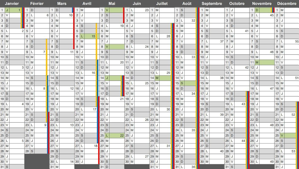 Calendrier 2026 À Imprimer : Jours Fériés, Vacances, Numéros De | Calendrier 2026 à Imprimer avec Vacances