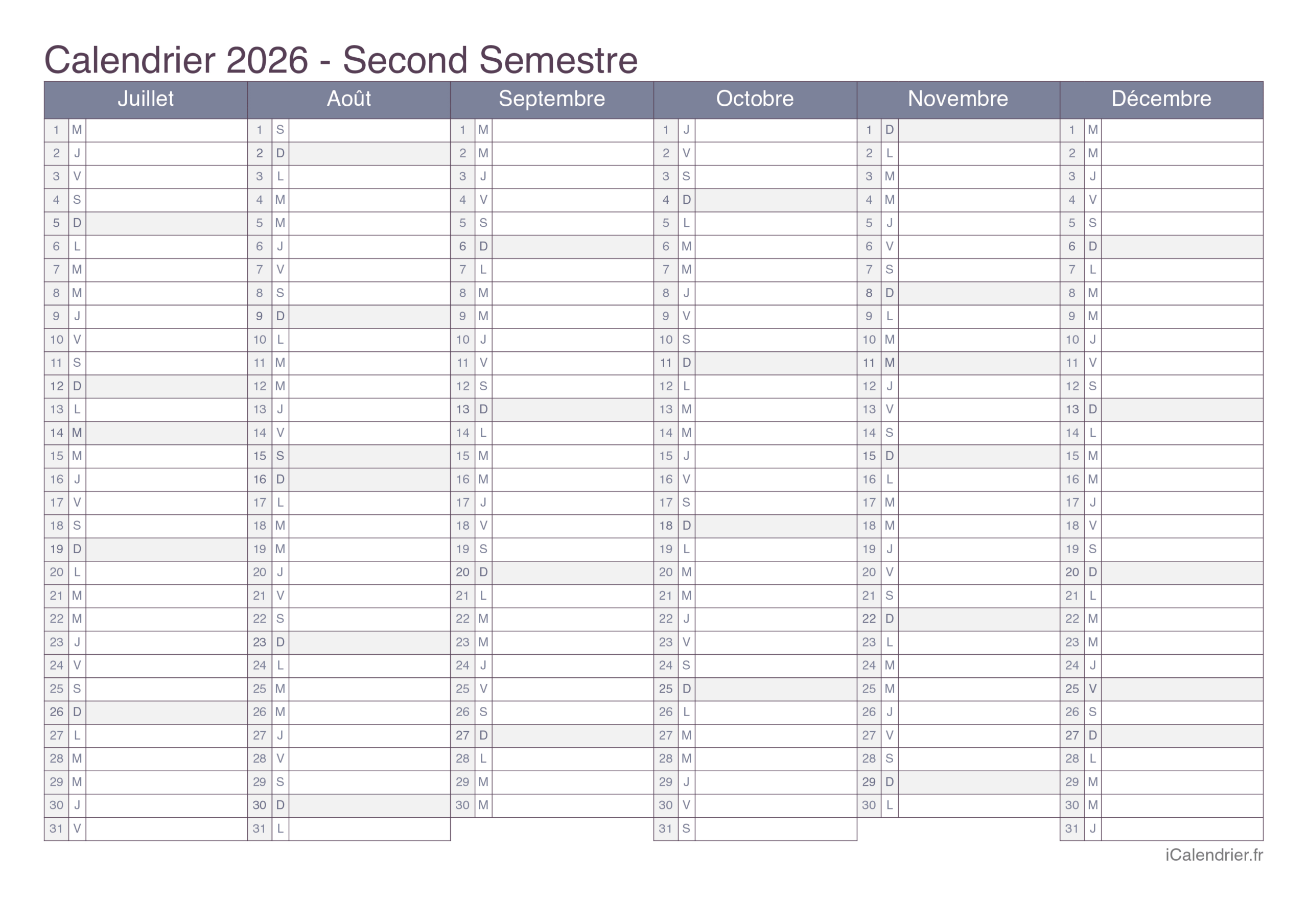Calendrier 2026 À Imprimer Pdf Et Excel | Calendrier À Imprimer 2026