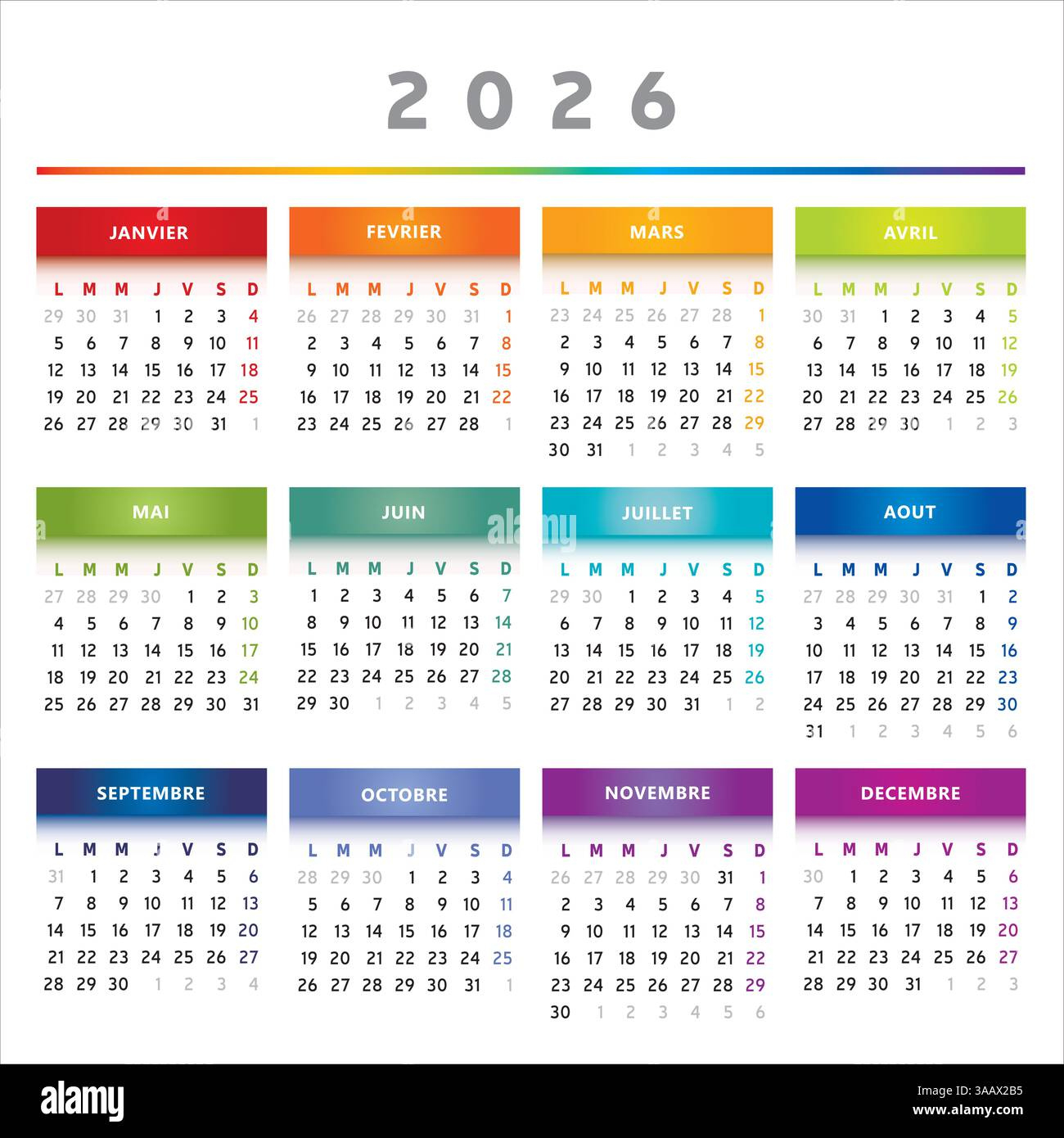 Calendrier 2026 Français Banque De Photographies Et D&amp;#039;Images À | Calendrier 2026 France