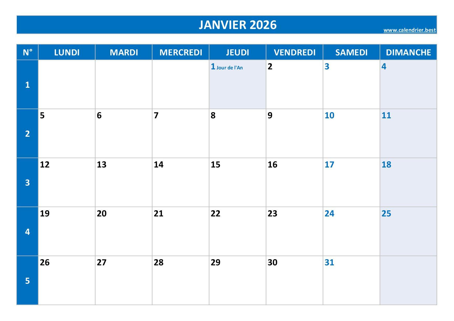 Calendrier 2026 Mensuel À Imprimer | Calendrier 2026 À Imprimer Par Mois
