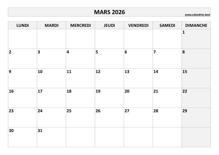 Calendrier 2026 Gratuit à Imprimer 12 Mois