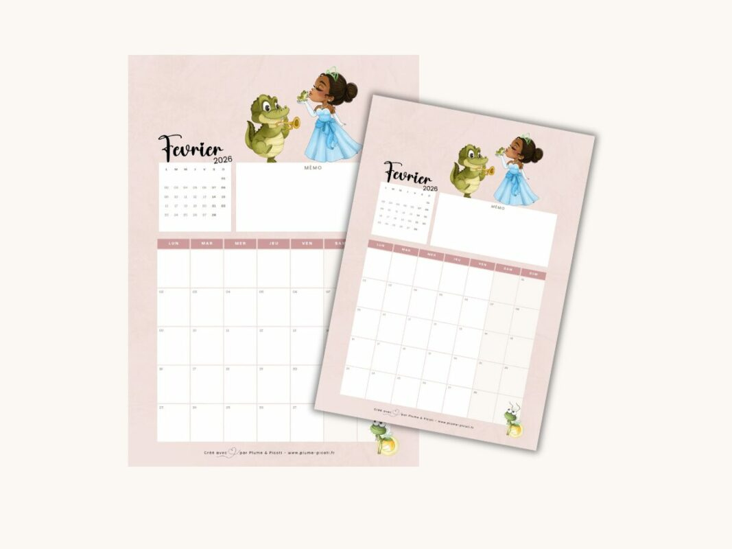 Calendrier De Février 2026 À Imprimer | Plume &amp;amp; Picoti | Beau Calendrier 2026 Mois de Février Cute