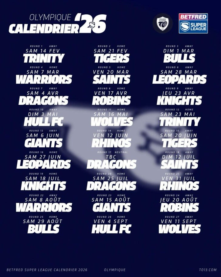 Calendrier Stade Toulousain 2025 2026