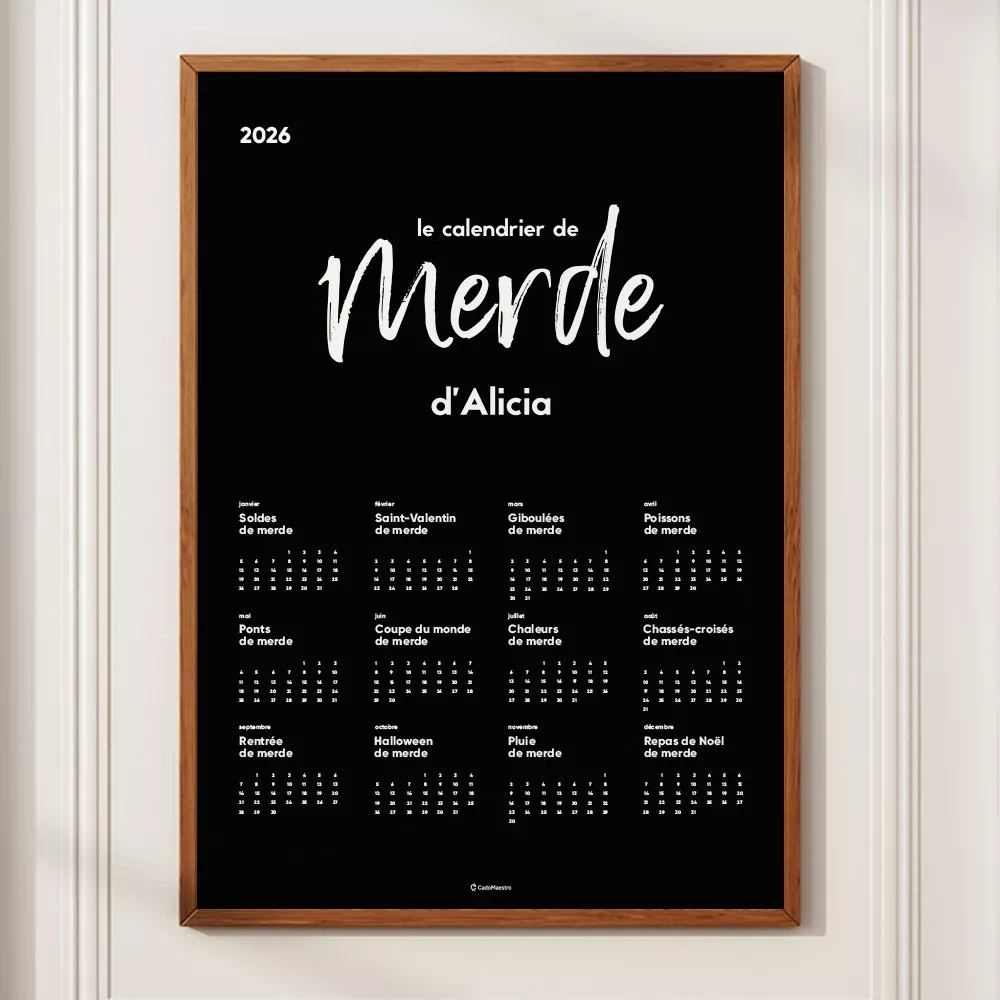 Calendrier De Merde 2026 Prénom À Personnaliser - Calendrier | Calendrier De Merde 2026