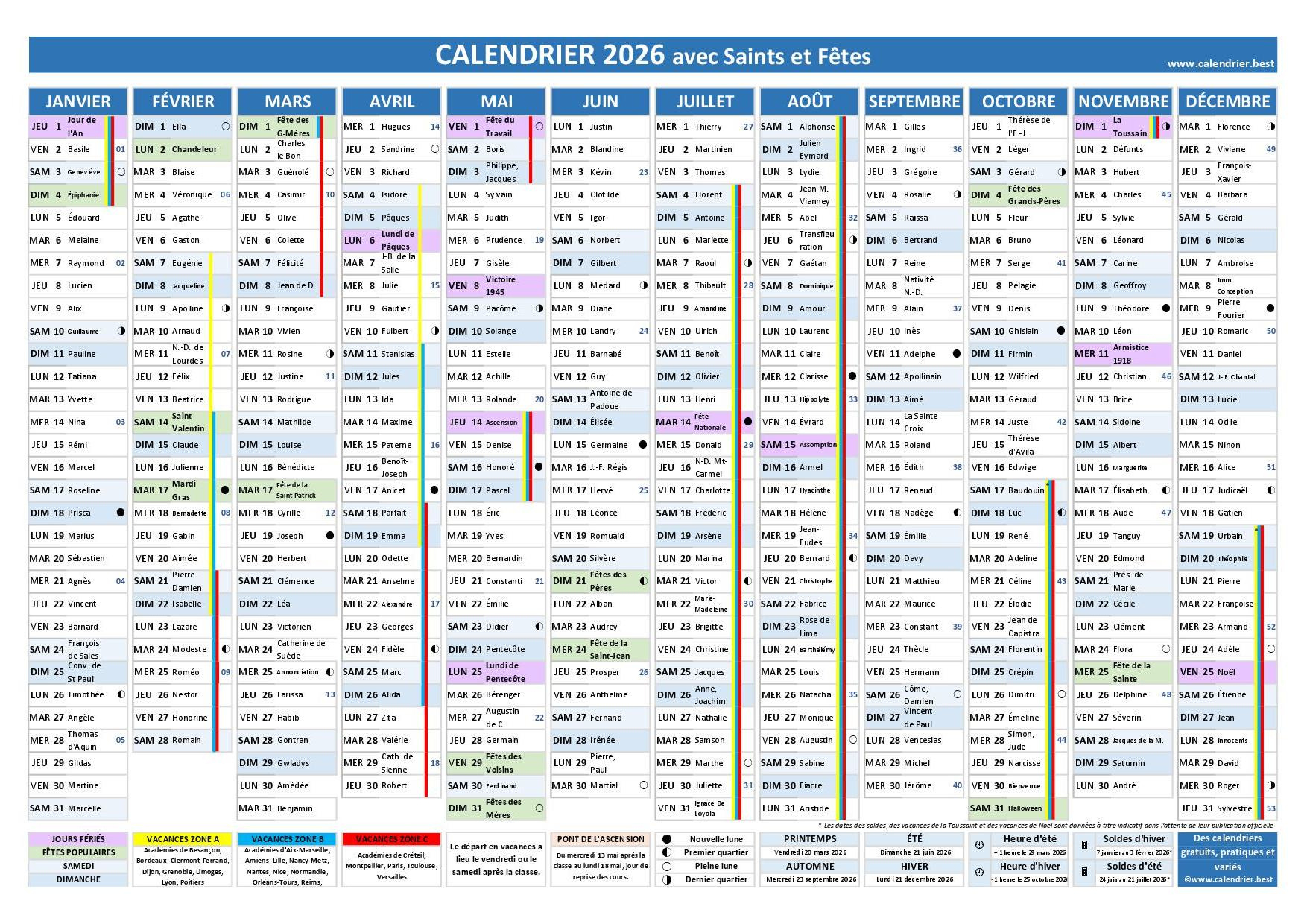 Calendrier Des Saints Et Fêtes 2026 À Consulter Et Imprimer En Pdf | Février 2026 Calendrier Des Saints