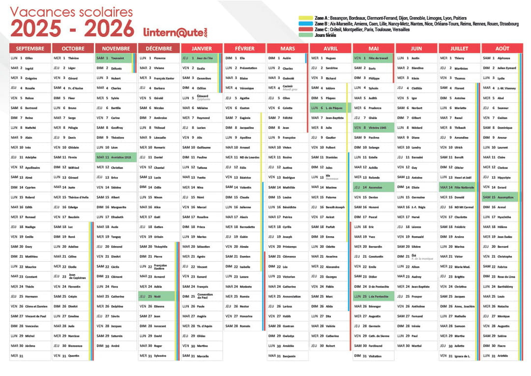 Calendrier Des Vacances Scolaires : Cette Zone Sera La Championne | Jour Férié 2026 Calendrier