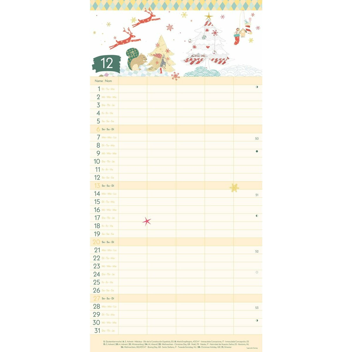 Calendrier Familial 2026 Eco-Responsable Turnowsky Animaux 5 | Calendrier Familial 2026