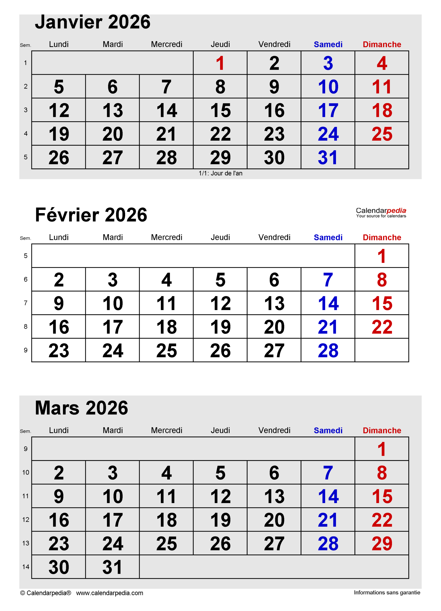 Calendrier Février 2026 Pdf, Excel Et Word | Calendarpedia | Calendrier Janvier Février 2026