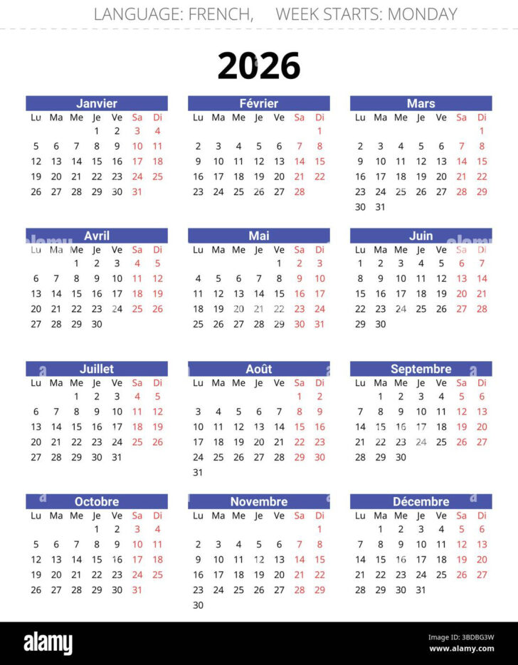 Calendrier 2026 Mois par Mois