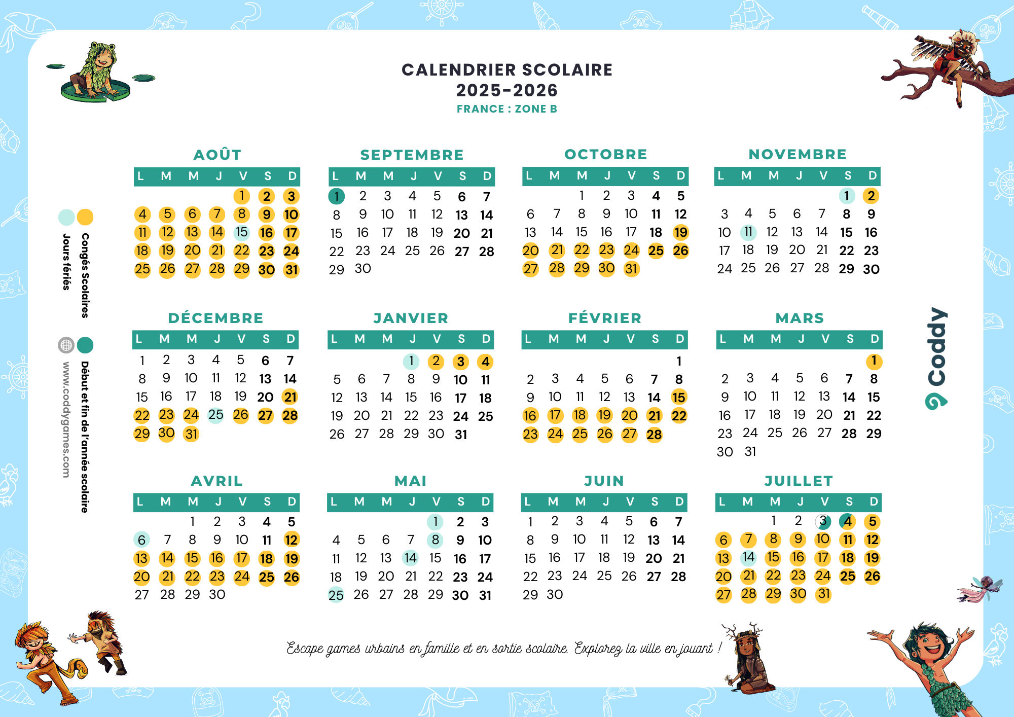 Calendrier Scolaire 2025-2026 France | Zones A, B, C + Vacances | Calendrier Jours Fériés 2026