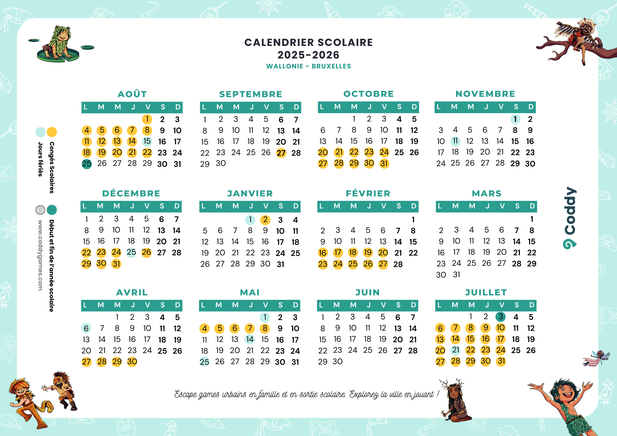 Calendrier Scolaire 2025-2026 Wallonie-Bruxelles | Vacances &amp;amp; Congés | Calendrier Scolaire 2026 Belgique
