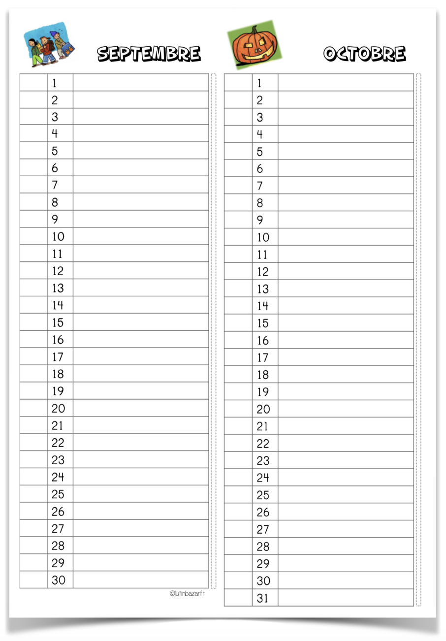 Calendrier : Tous Les Formats Pour La Classe ! | Lutin Bazar | Calendrier Lutin Bazar 2025 2026