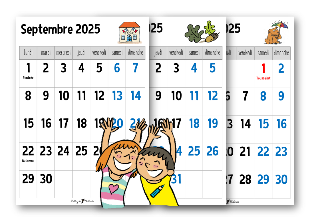 Calendriers 2025-2026 – Le Blog De Chat Noir | Calendrier Maternelle 2025 2026