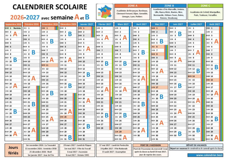 Calendrier Vacances Scolaires 2026 2027