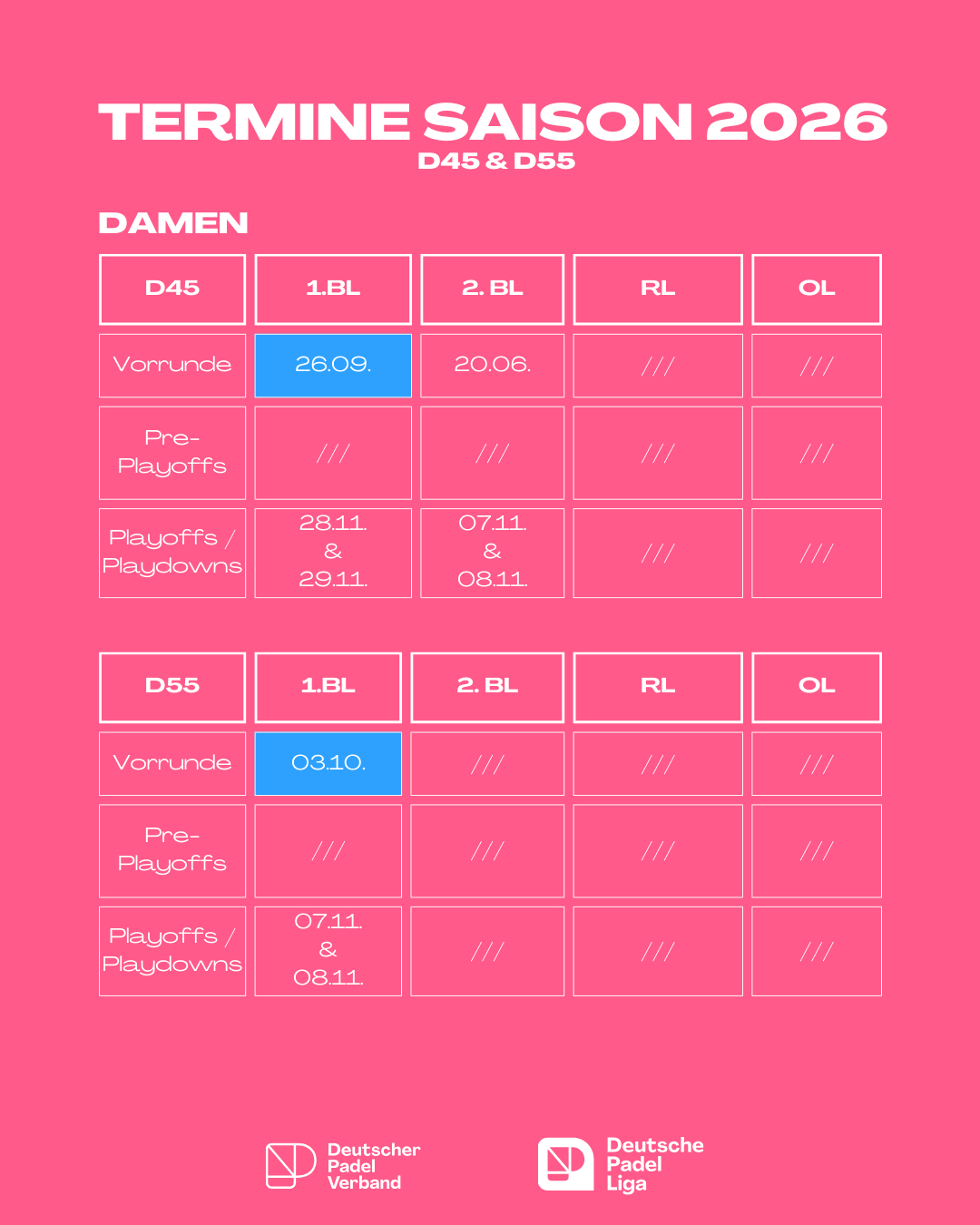 Deutsche Padel Liga – Deutscher Padel Verband E.v. | Calendrier Liga 2026