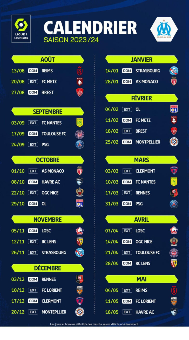 Calendrier Ligue 1 2026