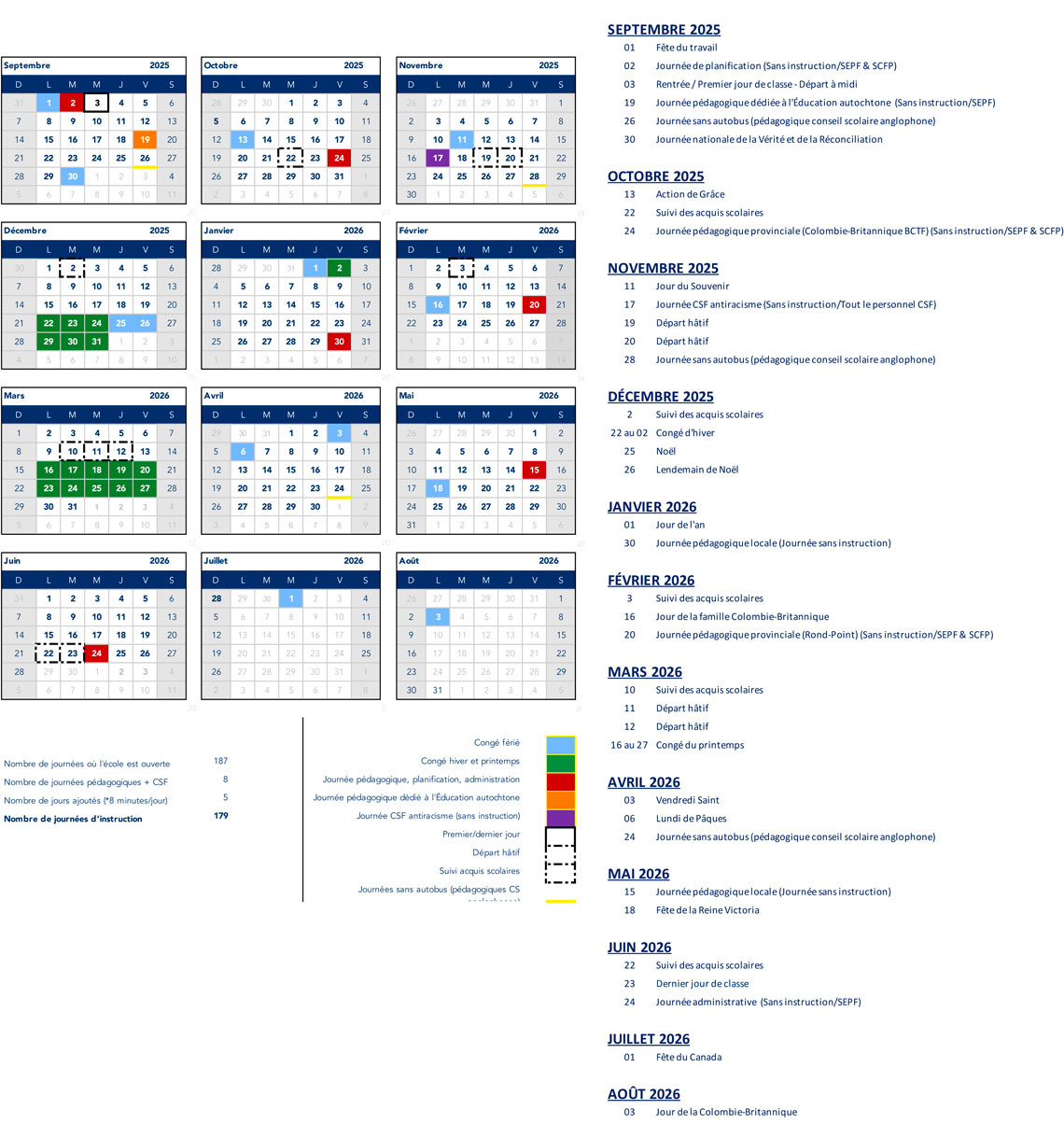 École Des Cinq-Saumons | Calendrier Scolaire 2026 NC