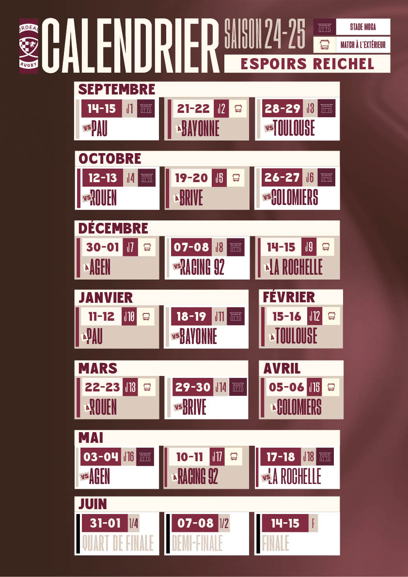 Espoirs : Le Calendrier 24-25 Est Sorti ! - Actualités - Union | Calendrier UBB 2025 2026