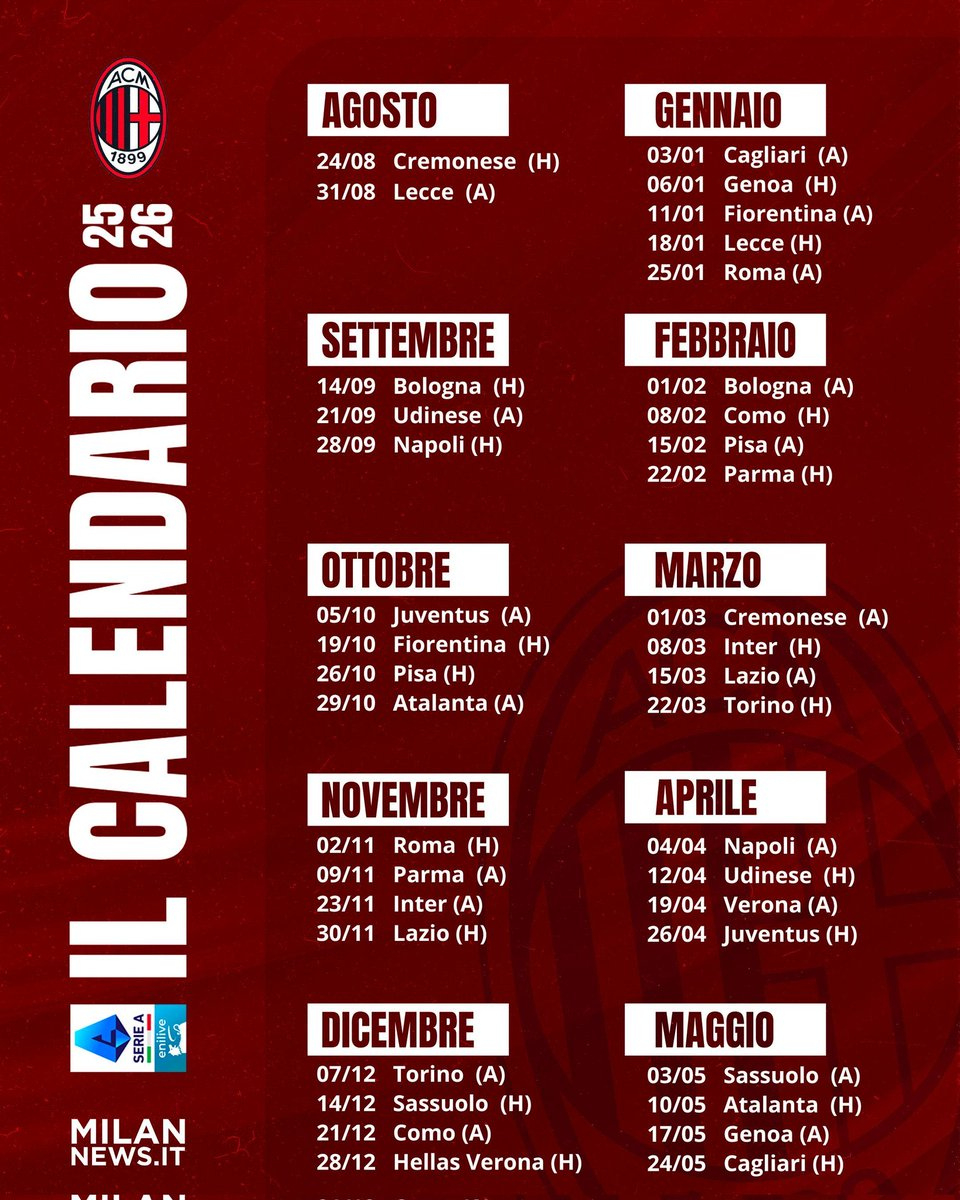 🔴 Officiel : Notre Calendrier Pour La Serie A 2025/2026 ! Vos | Calendrier Serie A 2026