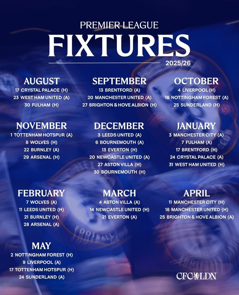 🔵 Officiel : Le Calendrier Complet De Chelsea Pour La Saison 2025 | Calendrier Premiere League 2026