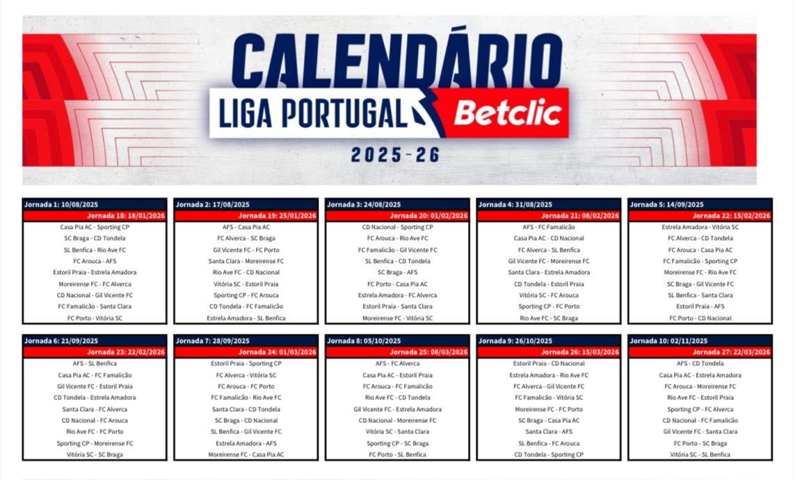 🚨 Calendrier Liga Portugaise 2025/2026 | Calendrier Liga 2025 2026