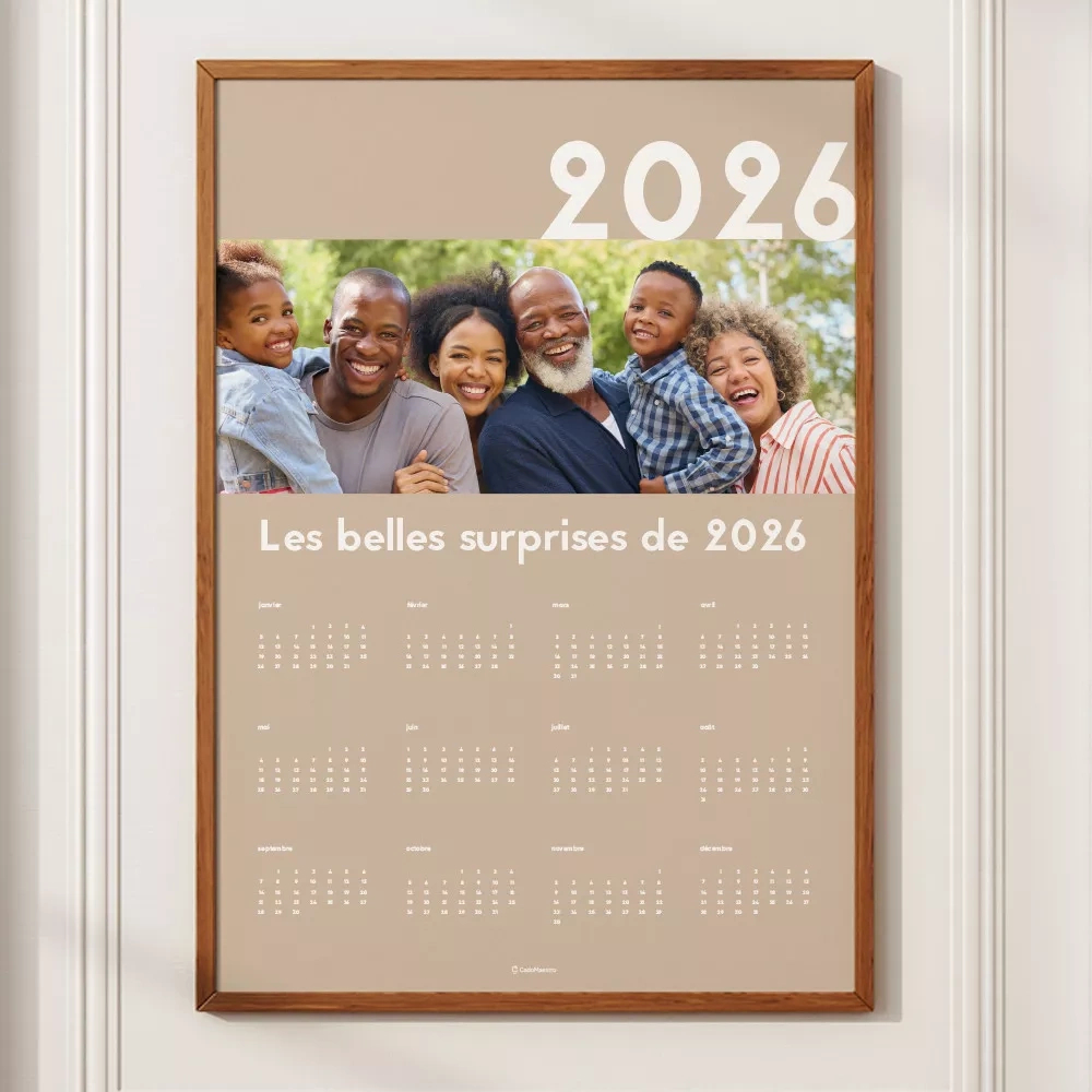 Grand Calendrier 2026 Photo À Personnaliser - Calendrier Original | Calendrier 2026 Personnalisé