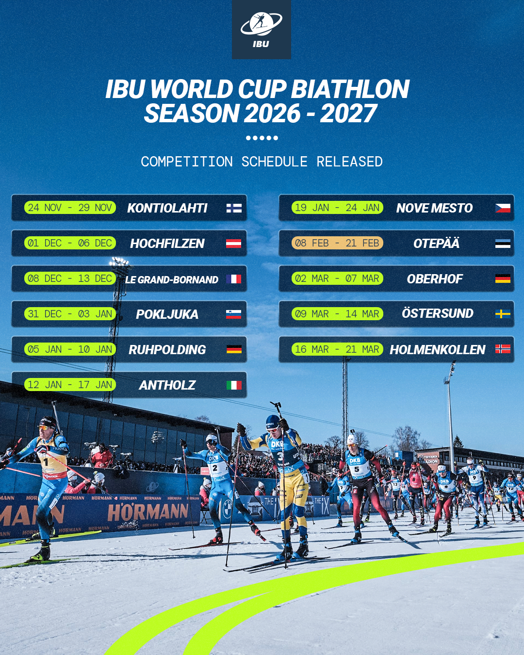 Ibu Announces Innovative World Cup Calendar 2026-2030 | Calendrier Biathlon 2025 2026