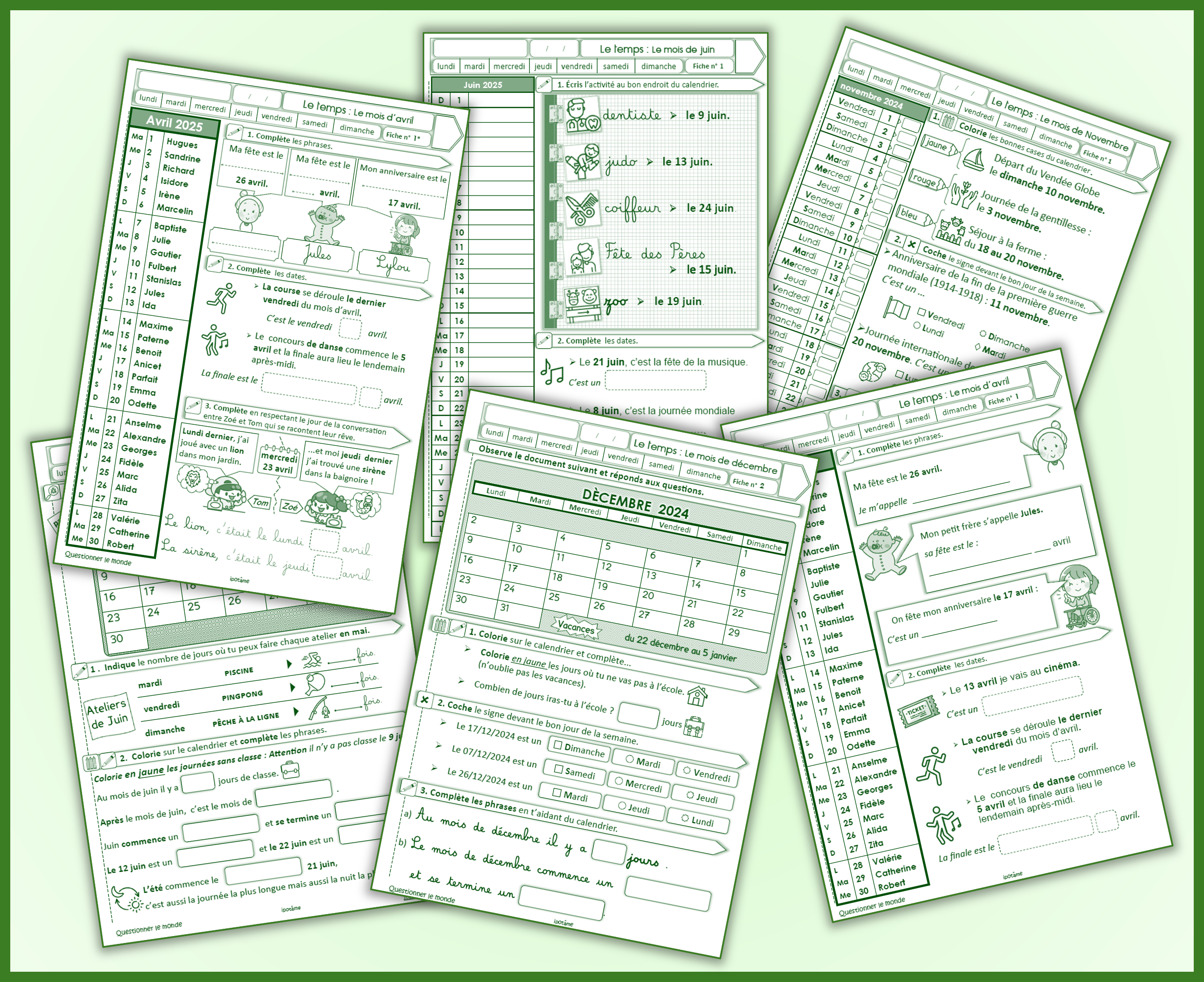 Ipotâme .Tâme: Cp Ce1 Le Calendrier Mensuel | Calendrier Janvier 2026 Cp