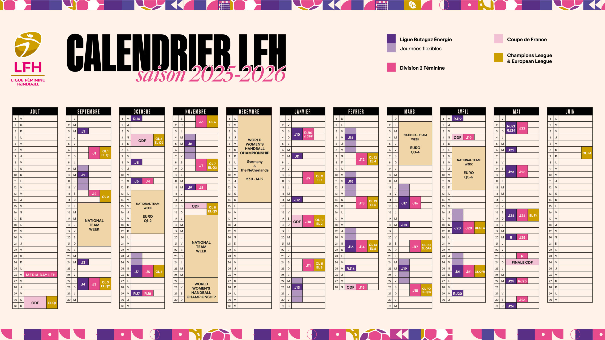 La Lfh Dévoile Le Calendrier Général De La Saison 2025-2026, Sahph | Calendrier Handball 2025 2026