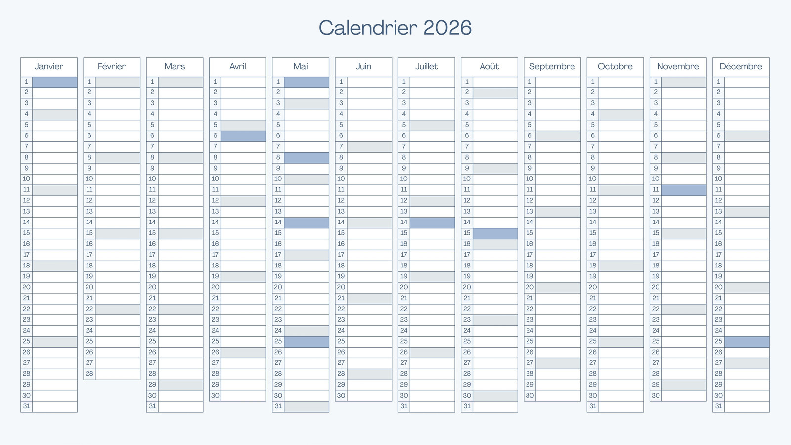 Modèles De Calendrier 2026 Gratuits À Imprimer Et À Remplir | Canva | Semainier 2026 Gratuit