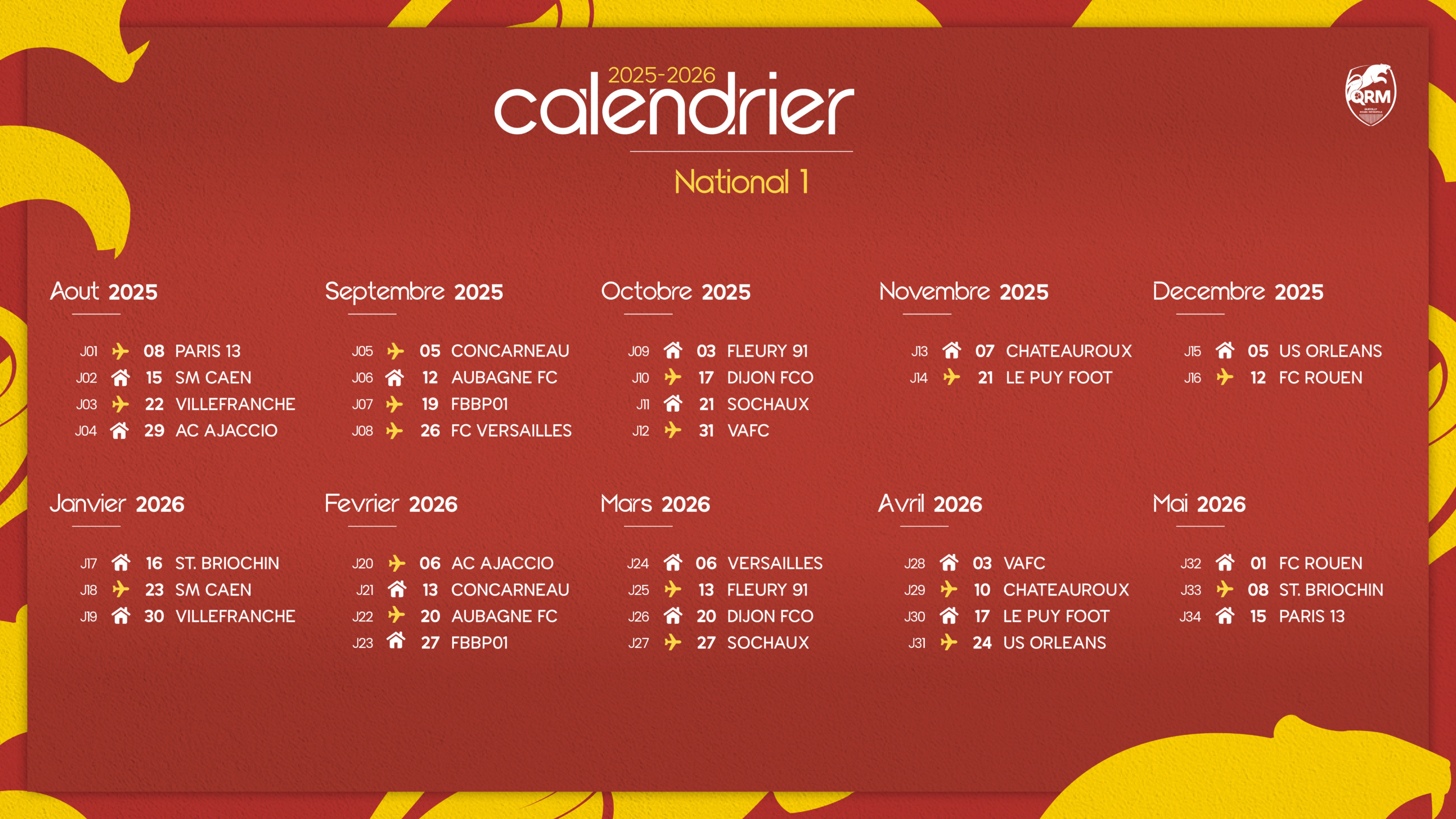 National : Calendrier Des Matchs 2025/2026 📆 - Qrm | Calendrier National 1 2026