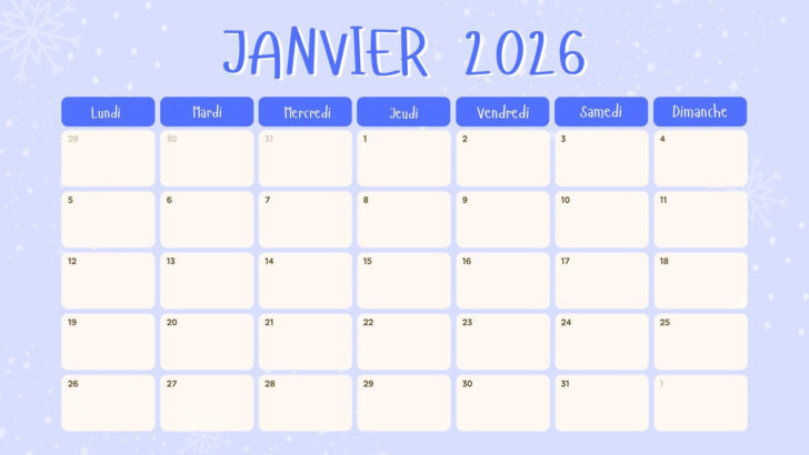 Calendrier 2026 à Imprimer Mois par Mois